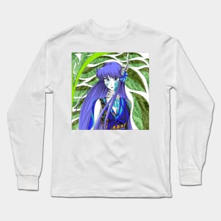 athena in floral cloth in mandala art in saint seiya Long Sleeve T-Shirt